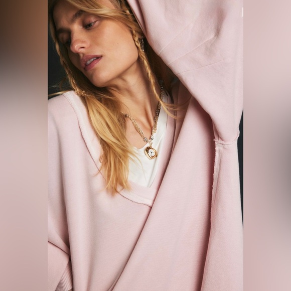 NWOT We The Free Venice V-Neck Sweatshirt In Lilac Bloom (Light Pink) - Picture 4 of 4